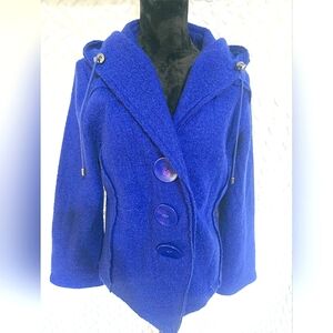 Linea Domani Large Blue Wool Coat With Hood